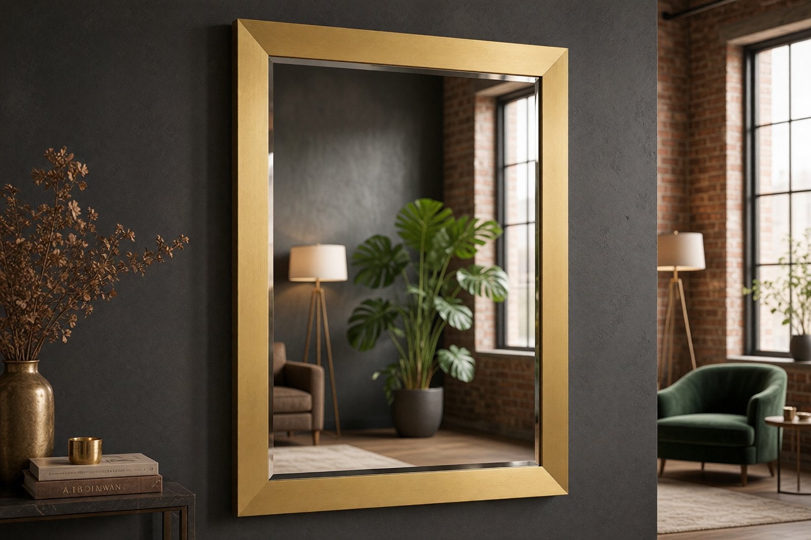 Vintage gouden XL spiegel, Antiek en Kunst, Ophalen of Verzenden