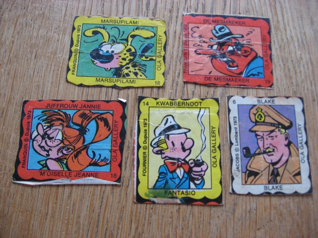 Stickers Marsupilami De Mesmaeker Blake Kwabbernoot Juffrouw, Ophalen of Verzenden, Guust of Robbedoes, Zo goed als nieuw, Plaatje, Poster of Sticker