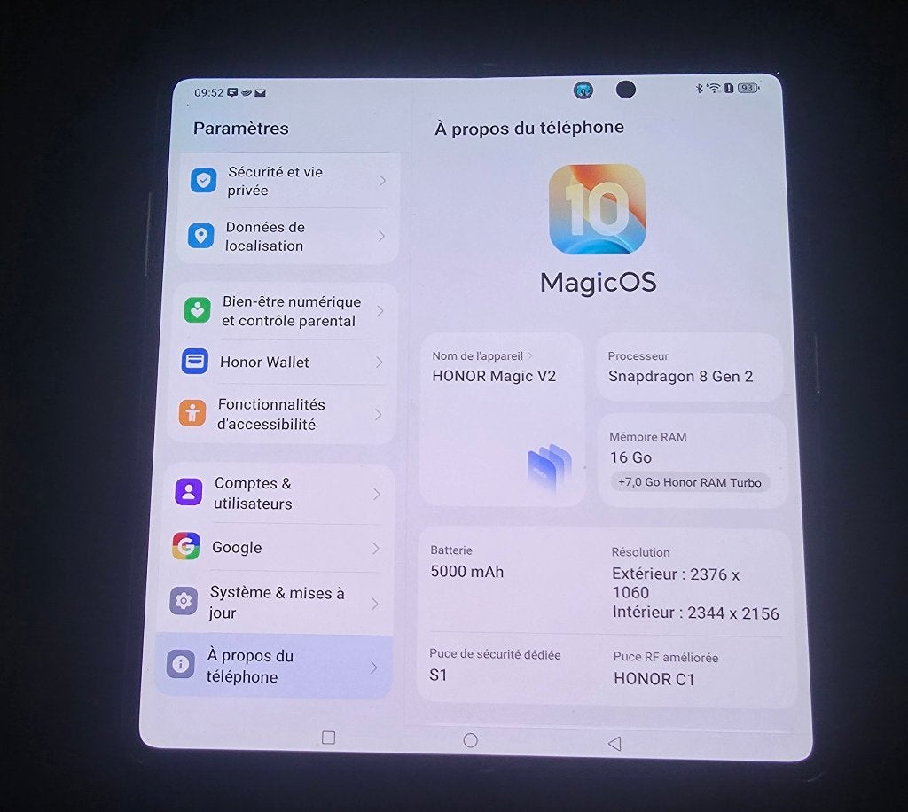 HONOR MAGIC V2 - 512 GB - 16 GB RAM, Télécoms, Enlèvement ou Envoi, Comme neuf, Sans abonnement, Sans simlock