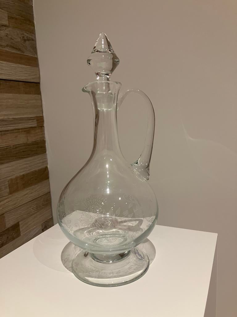 Vintage glazen karaf /kruik met stop, Antiek en Kunst, Ophalen of Verzenden
