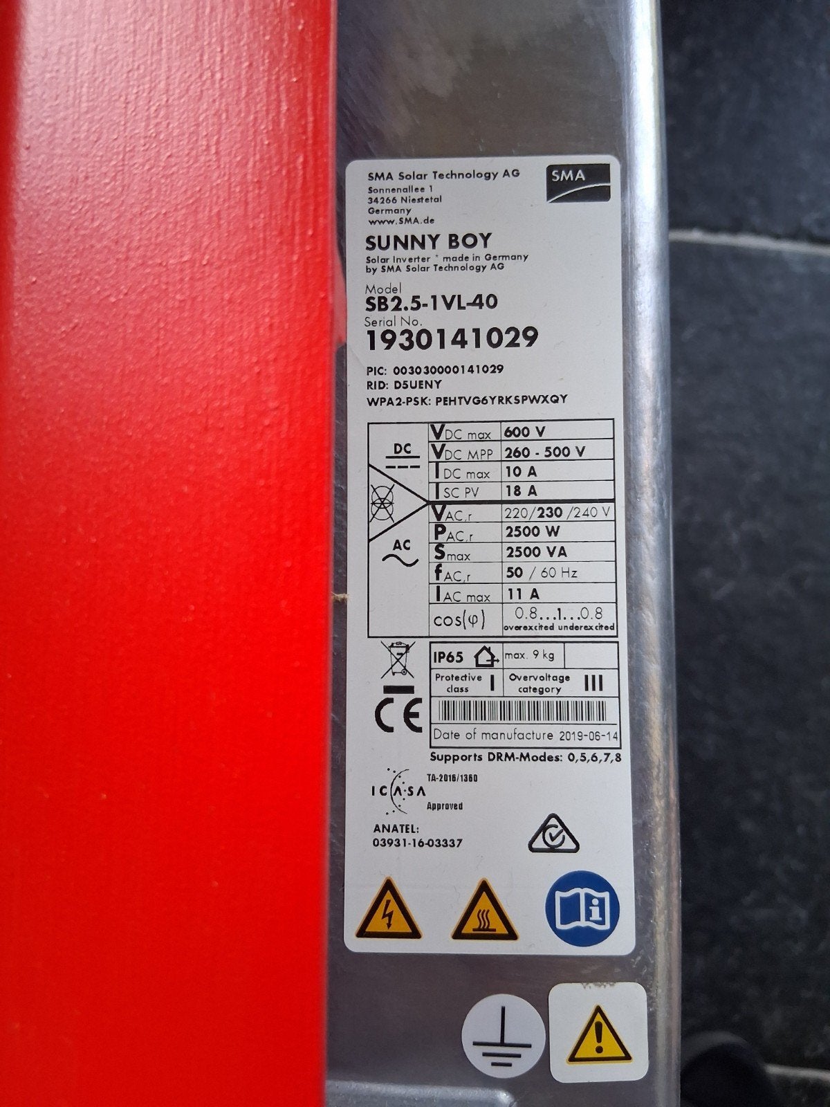 SMA omvormer 2,5kW 2019, Ophalen, Gebruikt, Overige typen