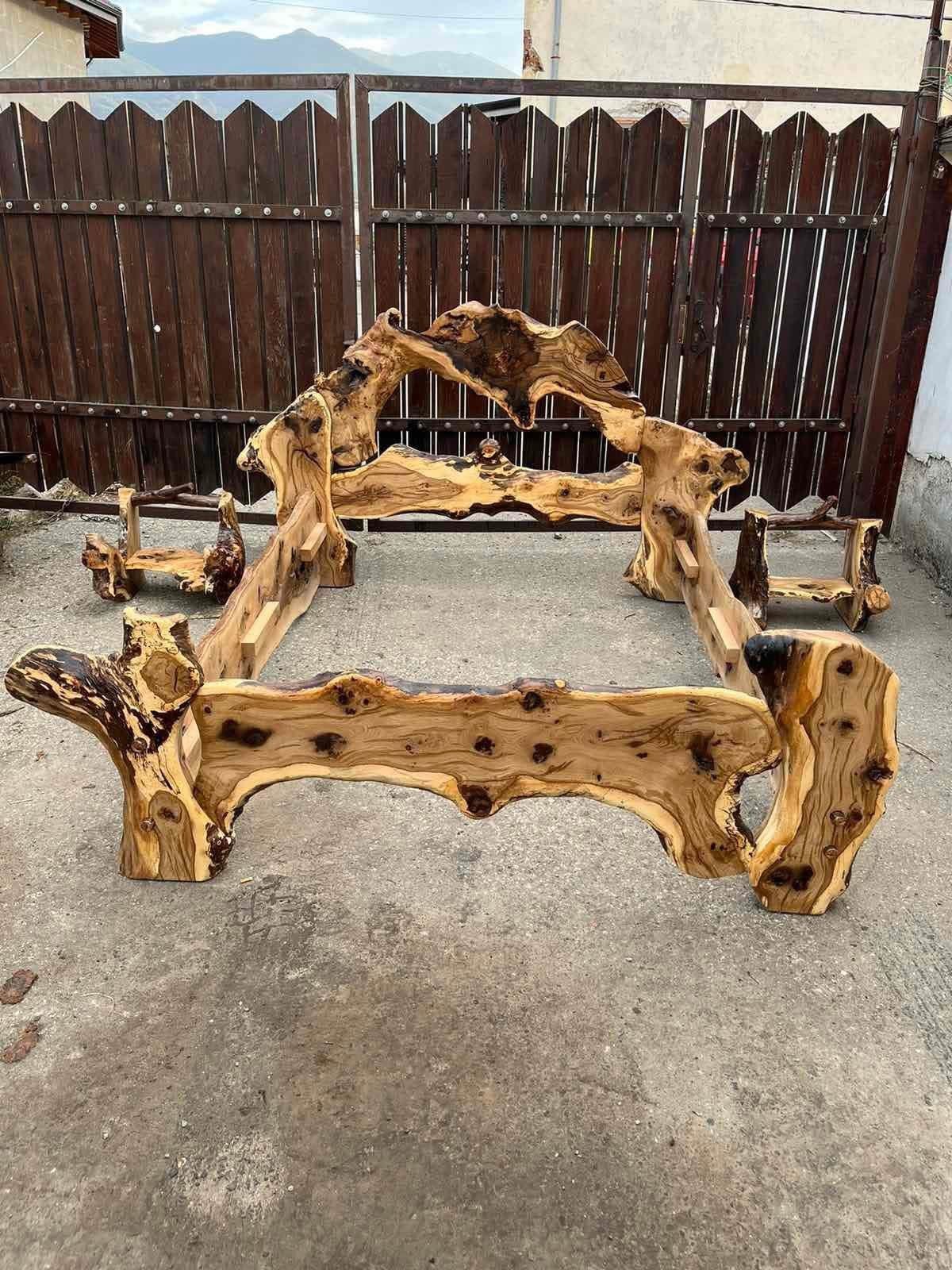 Bedframe - uniek, hout, handgemaakt, Antiek en Kunst, Ophalen