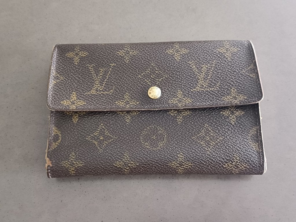 Louis Vuitton portefeuille, Gebruikt, Bruin, Leder, Ophalen