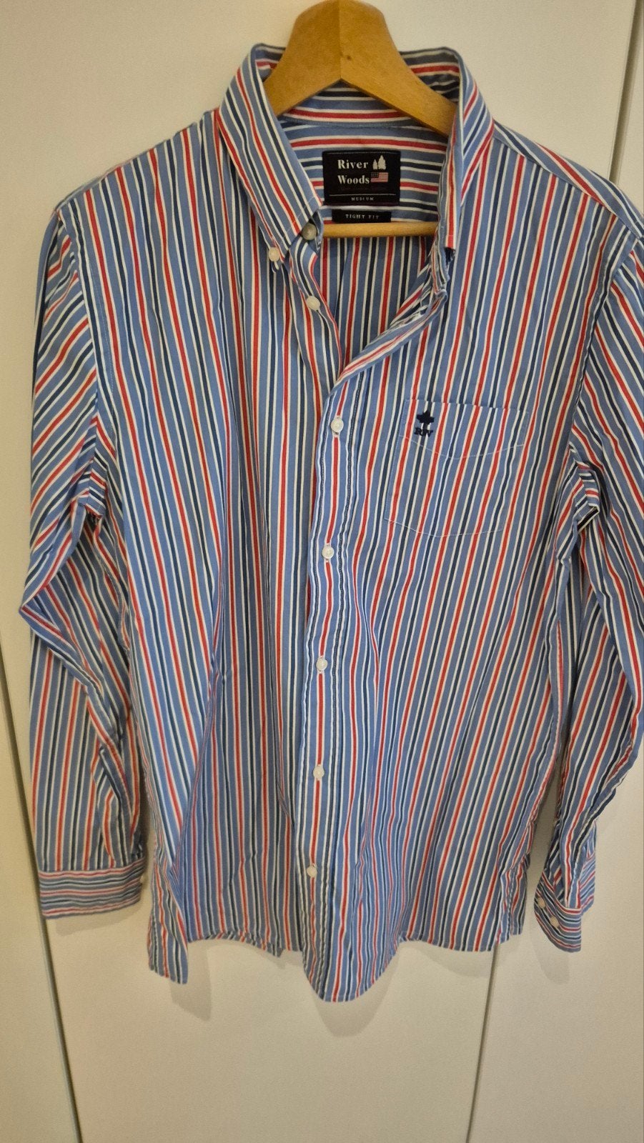 gestreep hemd rood/blauw/wit, Kleding | Heren, Ophalen of Verzenden, Blauw