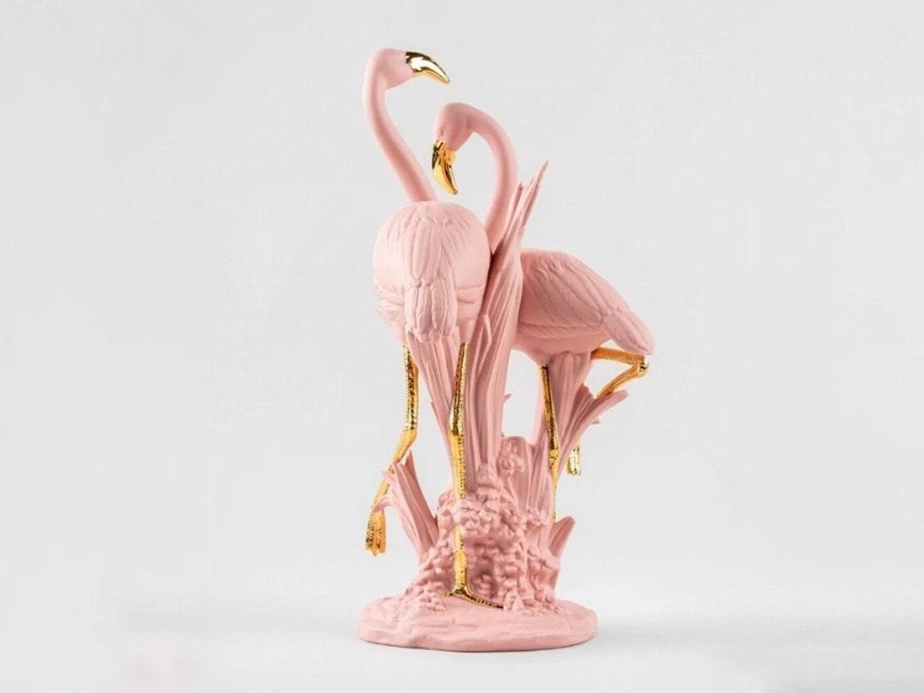 Saint Louis Lladró Flamingos Sculpture, 33 cm, Pierre/céramique, Enlèvement ou Envoi, Objet