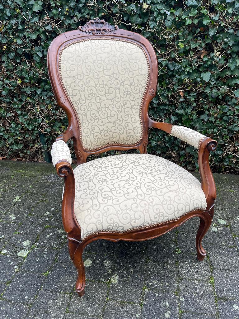 klassiek vitrage antieke zetel Queen Anne, Maison & Meubles, Canapés | Salons, Enlèvement, Comme neuf, Une personne, Tissus