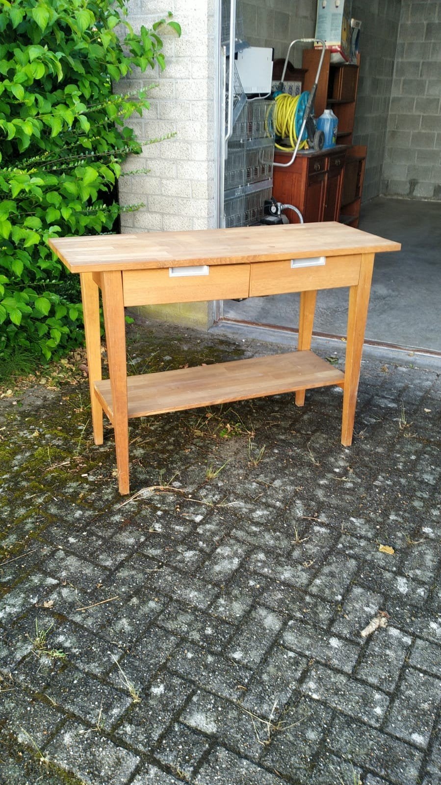 Prachtige Houten Sidetable / Wandtafel met 2 Lades – Tijdloo, Ophalen
