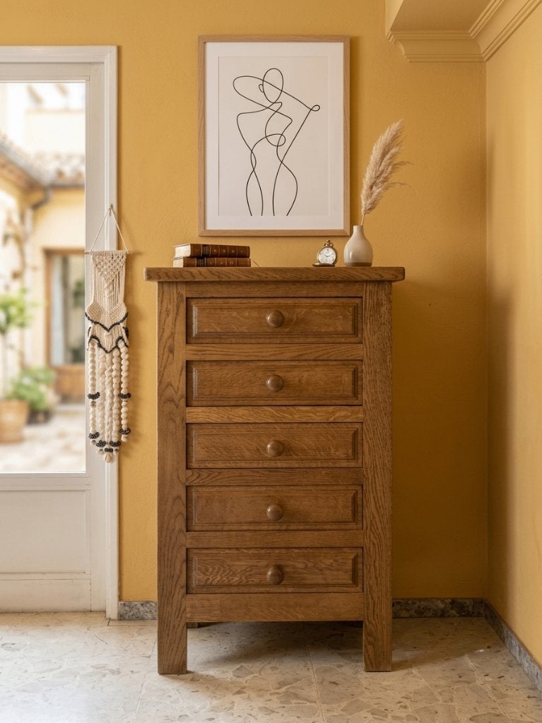 Commode 5 tiroirs en bois massif, 25 à 50 cm, 5 tiroirs ou plus, Enlèvement, Utilisé