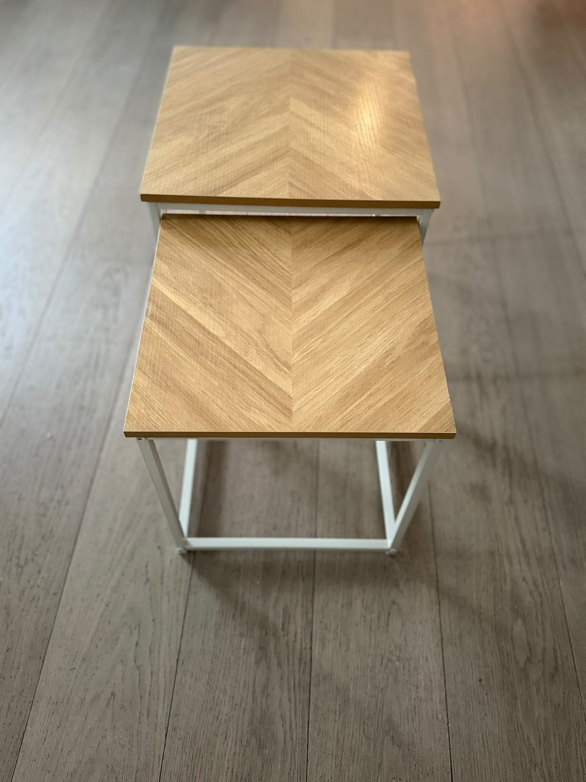 2 bijzet tafels, Moins de 55 cm, Enlèvement, Utilisé, Bois