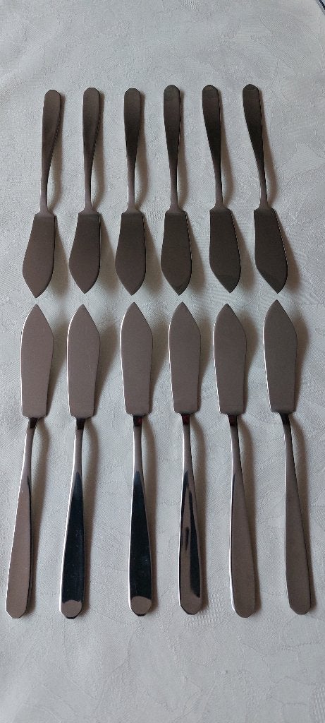 12 vismessen REPPEL Inox 18/8, Enlèvement, Autres marques, Couverts à poisson, Inox ou Chrome