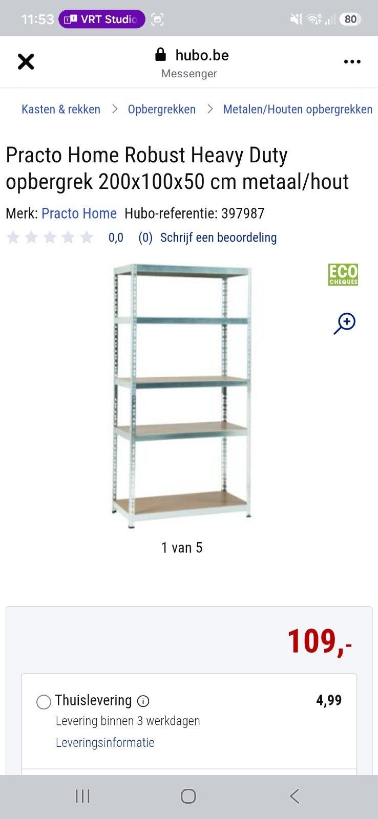 Heavy Duty opbergrek 200x100x50 cm metaal/hout, Ophalen, Zo goed als nieuw