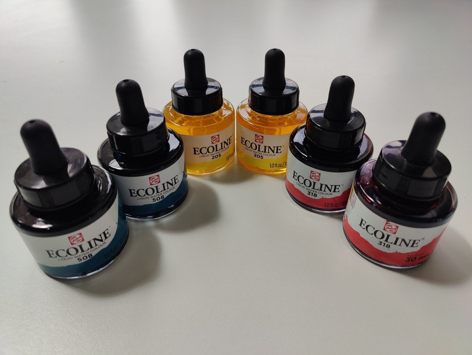 Marque Ecoline Talens 6 x 30 ml NOUVEAU (bleu, jaune et roug, Enlèvement, Neuf