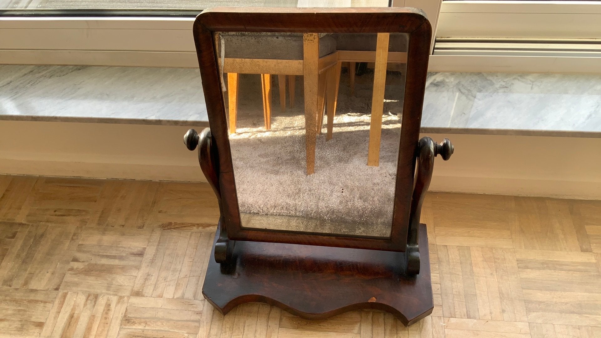 Spiegel acajou, Antiek en Kunst, Ophalen, Rechthoekig, Minder dan 50 cm, Minder dan 100 cm