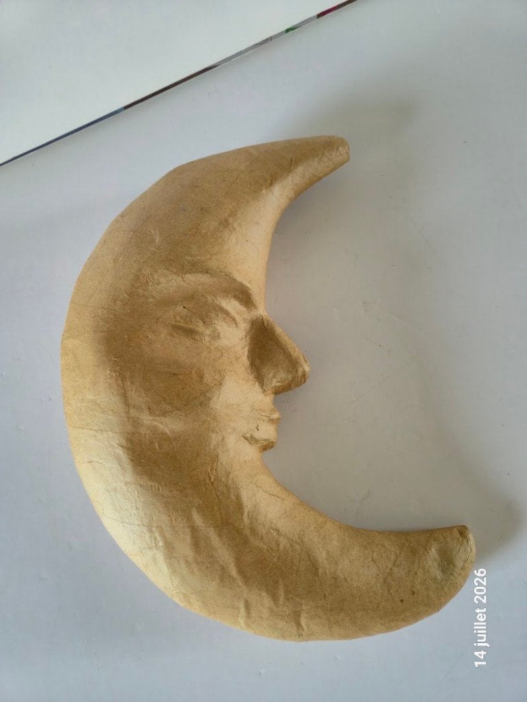 Grande Lune en papier mâché brut, décoration,, Envoi