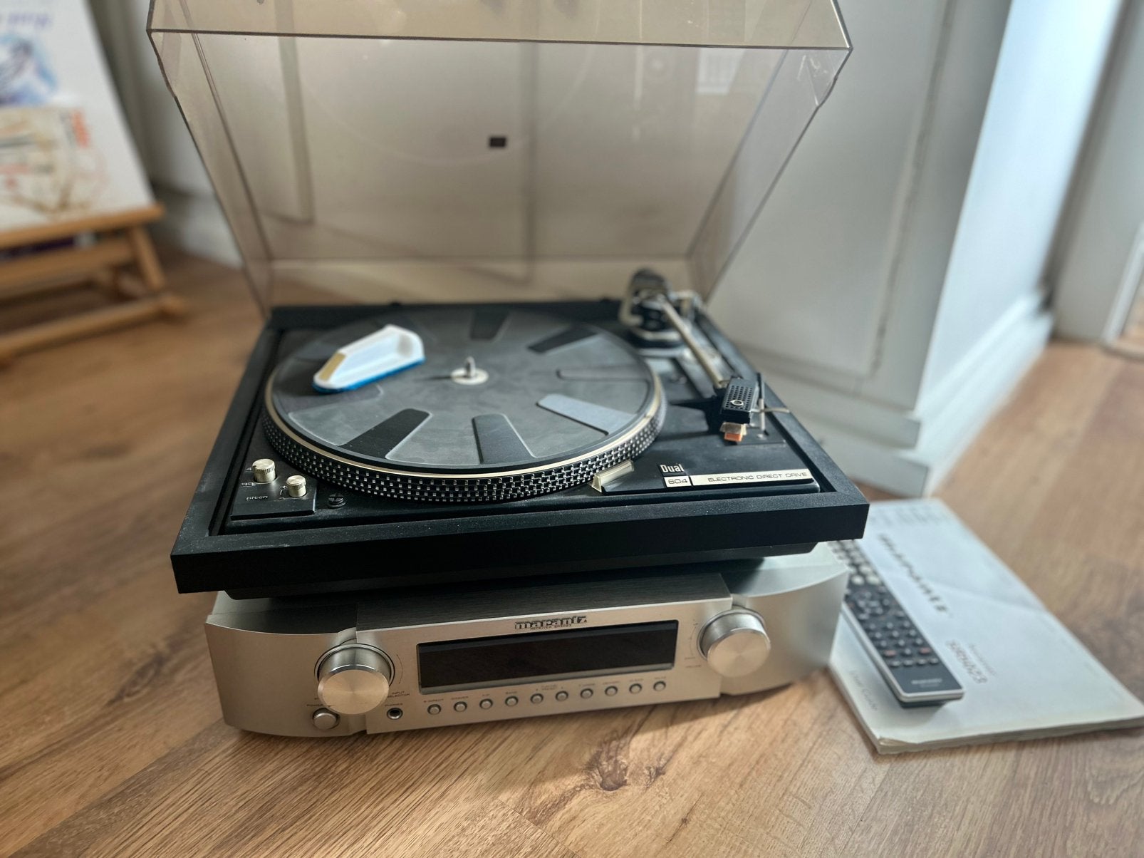 Dual 604 platenspeler en Marantz receiver, Enlèvement, Comme neuf, Tourne-disque, Dual