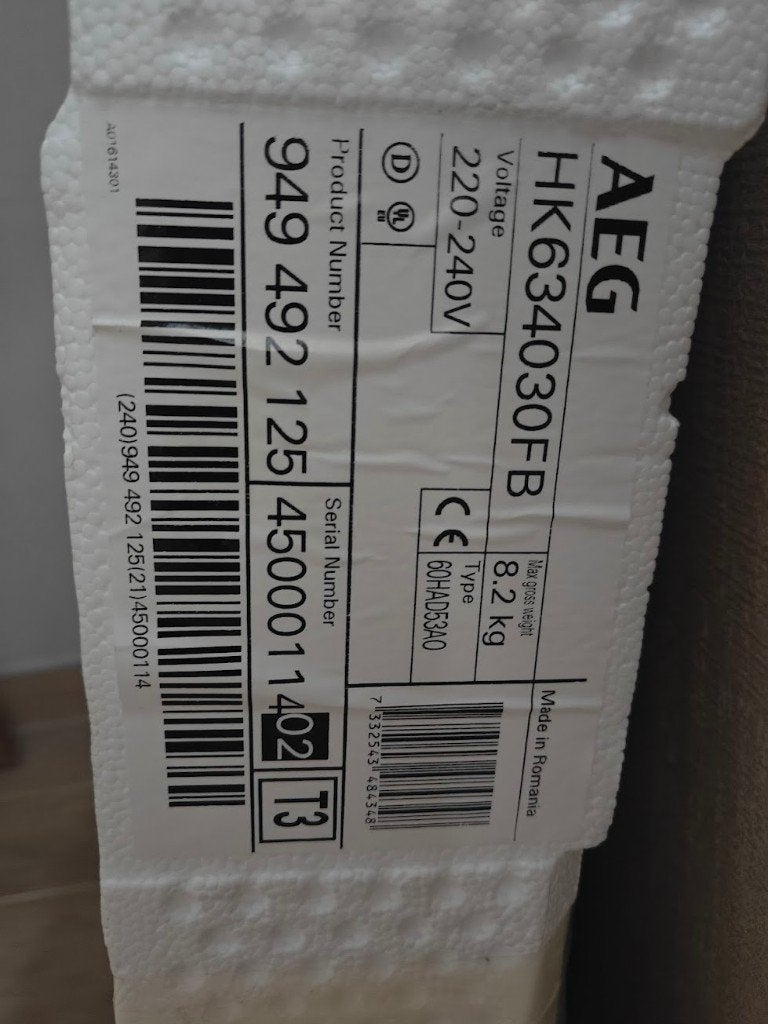 Nieuwe AEG HK634030FB Keramische Kookplaat (Inbouw - 60 cm), Electroménager, Neuf, 4 zones de cuisson, Enlèvement, Encastré