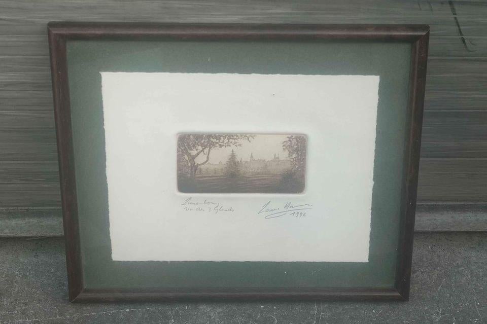 Eau forte paysage signe, Enlèvement ou Envoi, Paysage