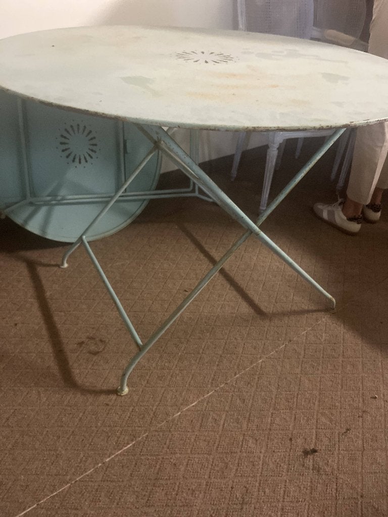 Vintage franse bistro tafel inklapbaar met stoelen, Huis en Inrichting, Tafels | Eettafels, Gebruikt, 100 tot 150 cm, 100 tot 150 cm