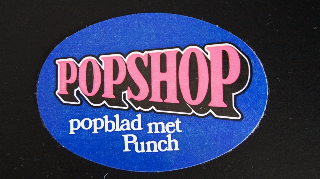 Popshop sticker - popblad met Punch - muziektijdschrift, Ophalen of Verzenden, Zo goed als nieuw, Film, Tv of Omroep