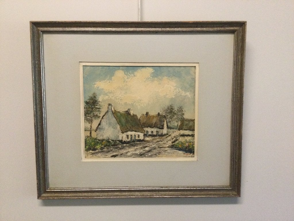 kleine vintage olieverf schilderij landschap, Paneel, Handgeschilderd, Ophalen of Verzenden, Landschap