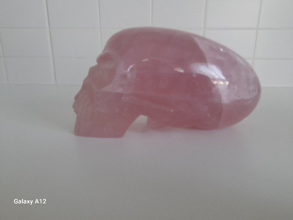 Schedel in  rozenkwarts, Verzamelen, Ophalen, Mineraal