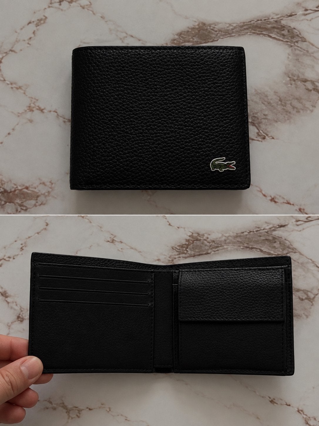 Portefeuille Lacoste Noir en Cuir – Homme – Très Bon État, Enlèvement, Comme neuf, Noir, Cuir