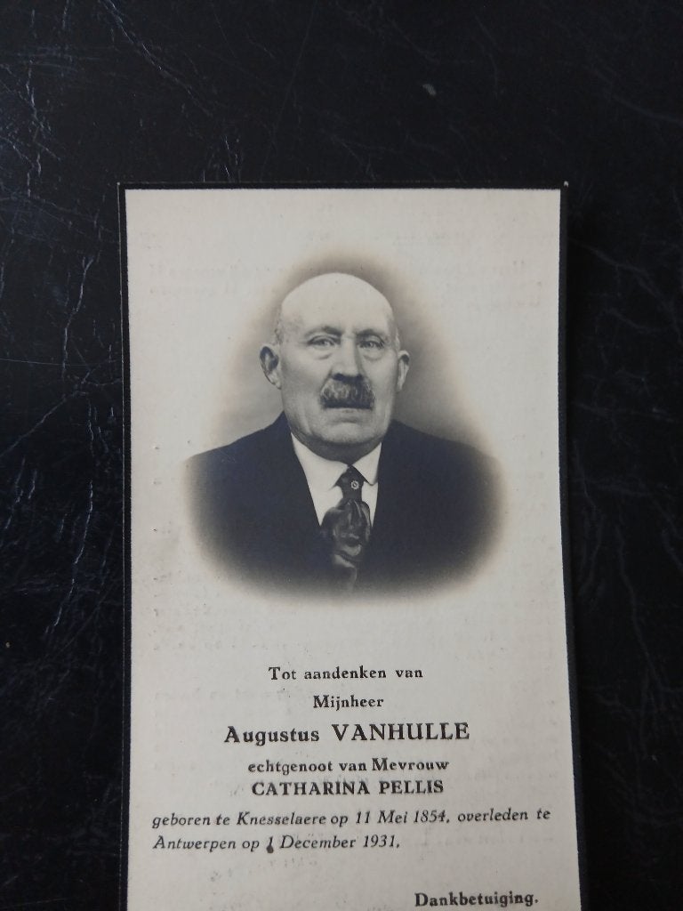augustus vanhulle overl 1931, Verzenden, Bidprentje