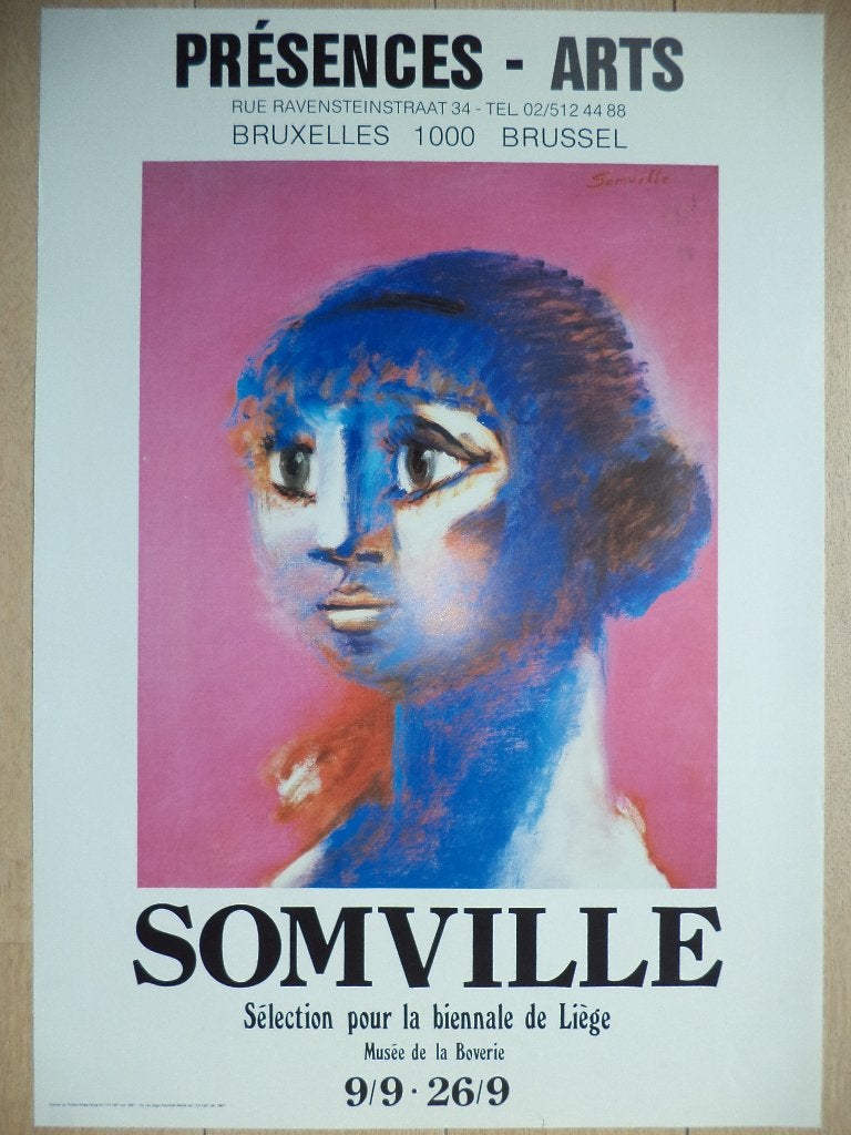 Affiche litho R. Somville expo la Boverie 1979 Gal Presences, Collections, Enlèvement ou Envoi