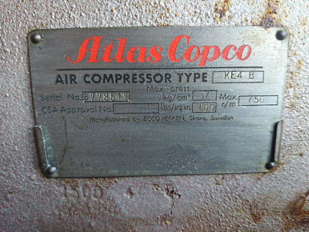 Atlas Copco luchtcompressor KE4 B, Doe-het-zelf en Bouw, Ophalen, Gebruikt, 400 tot 800 liter/min, 6 tot 10 bar