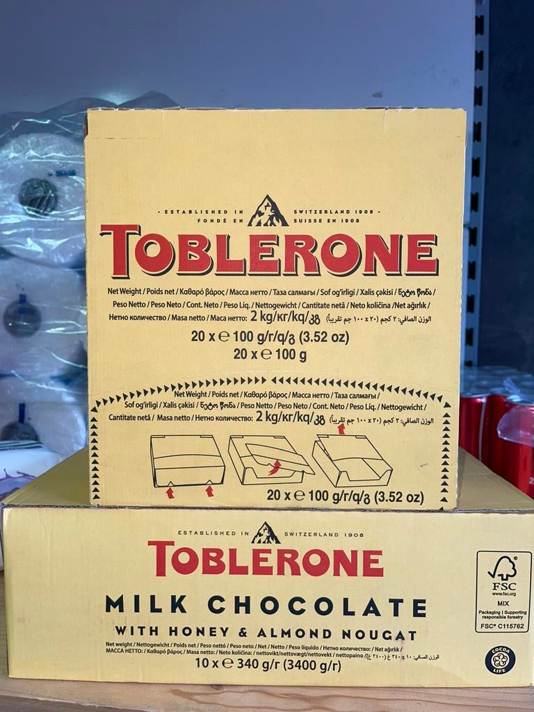 Toblerone 20x 100g (ook verkrijgbaar in 10x 340g) LEVERING, Ophalen of Verzenden