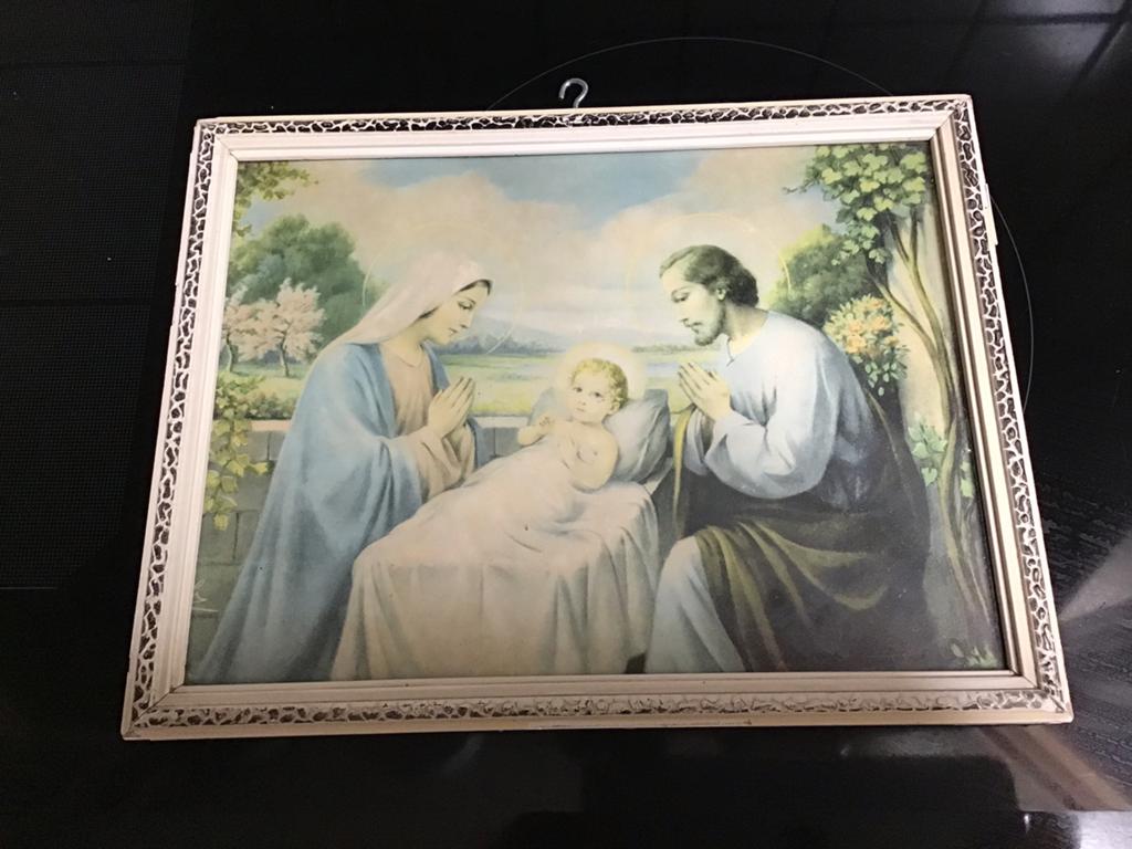 Vintage lijst heilige familie Maria Jozef Jezus, Ophalen of Verzenden