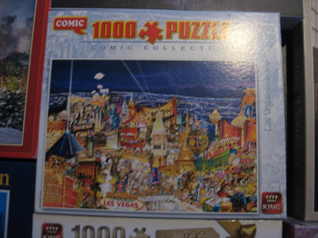 Las Vegas-puzzel van 1000 st in comic-stijl van Gerold Como, Hobby en Vrije tijd, Ophalen of Verzenden, 500 t/m 1500 stukjes, Nieuw