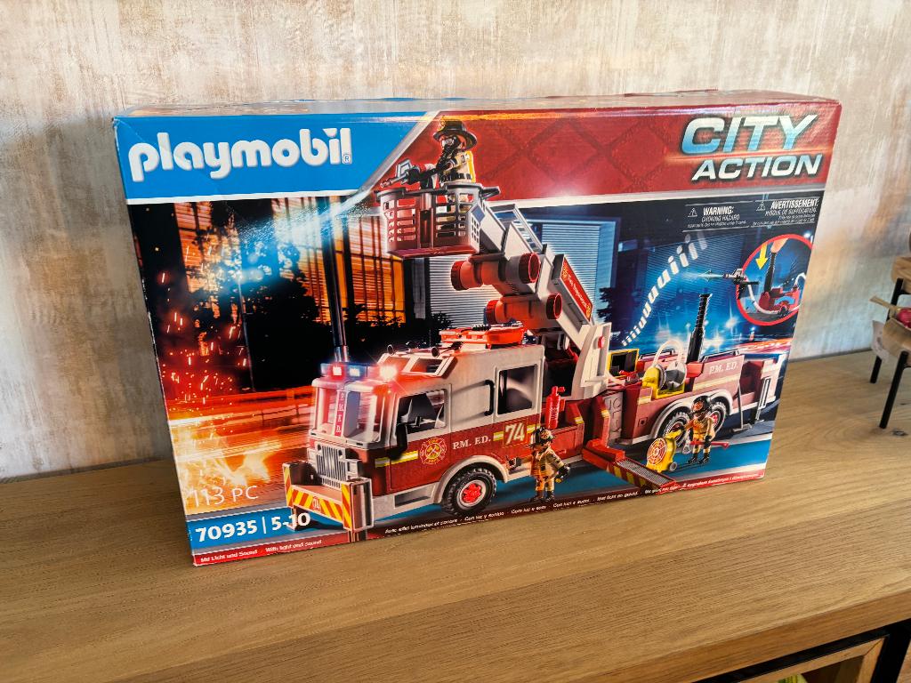 Playmobil 70935, Brandweerwagen US Tower Ladder, Ophalen, Gebruikt