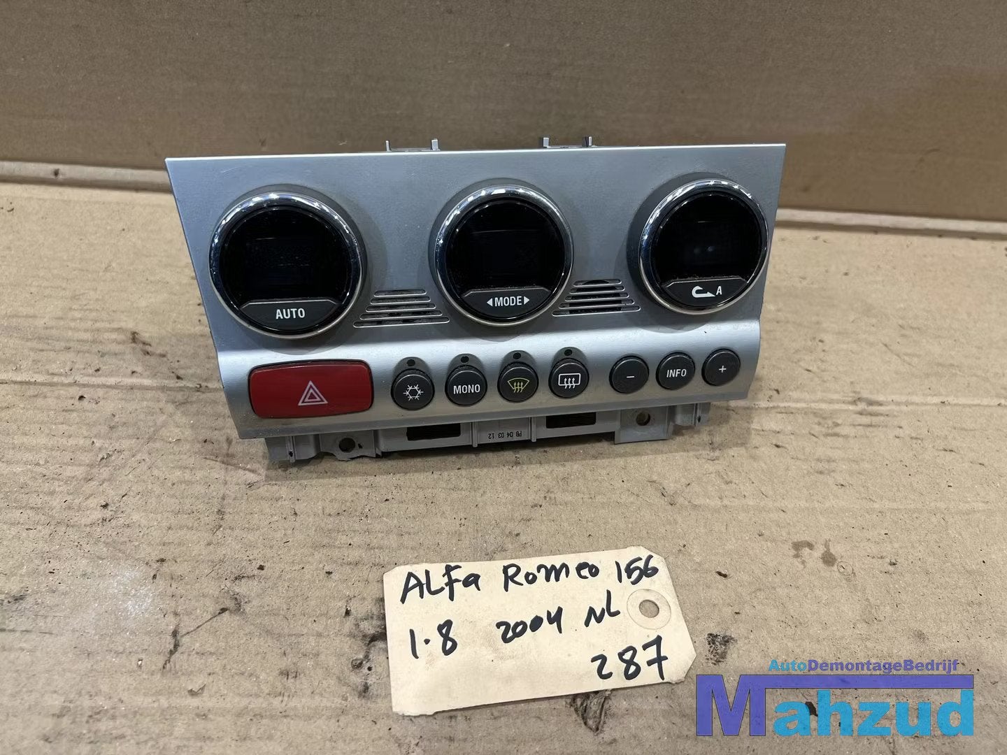 ALFA ROMEO 156 Kachel bedieningspaneel 1997-2005, Gebruikt, Dpofca@stellantis.com, Stellantis Europe S.p.A., Alfa Romeo