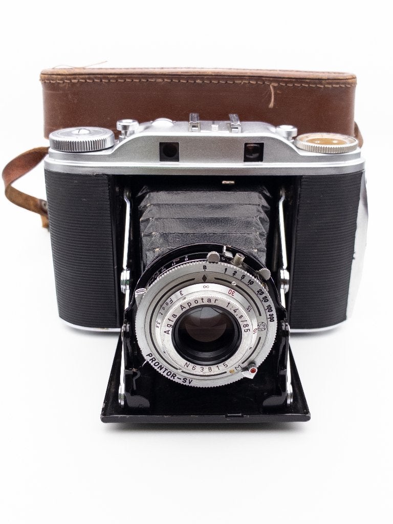 Agfa Isolette III 6x6 vouwcamera met Apotar 85mm f/4.5 lens, Audio, Tv en Foto, Fotocamera's Analoog, Gebruikt, Compact, Overige Merken