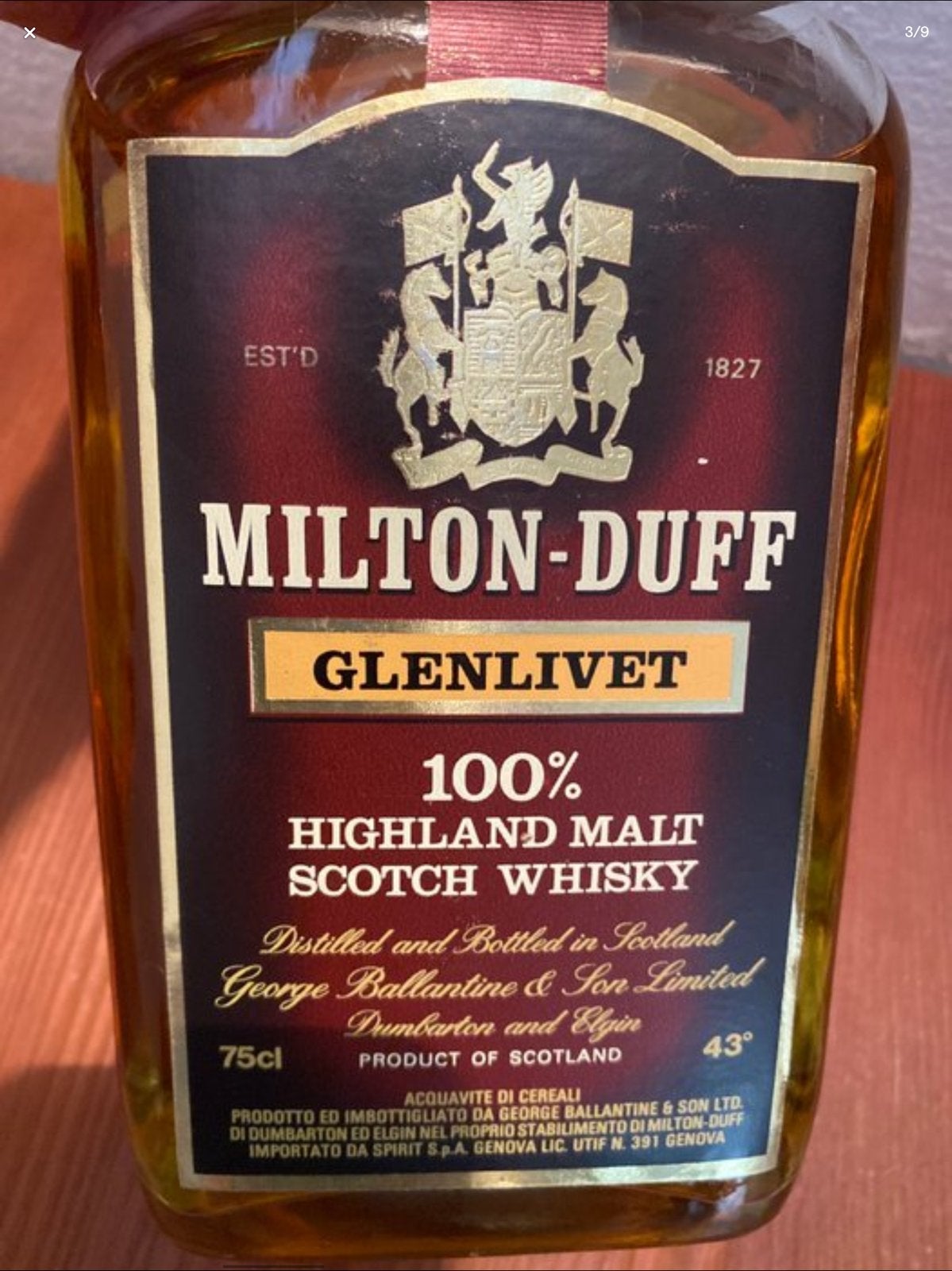 Miltonduff 12yo - b. Jaren 1970 - 75cl, Verzamelen, Ophalen of Verzenden, Zo goed als nieuw, Vol