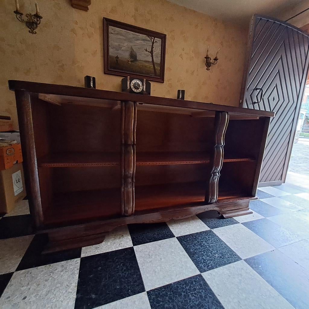 Lage boekenkast jaren 1930-1950, Ophalen, Met deur(en), 150 tot 200 cm, Minder dan 100 cm