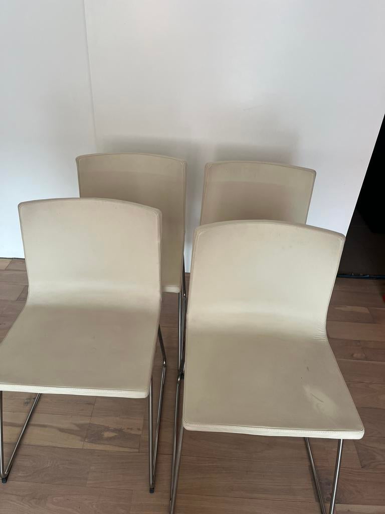 4 Ikea White/Cream Volfgang Chairs, Huis en Inrichting, Ophalen, Kunststof, Gebruikt, Wit
