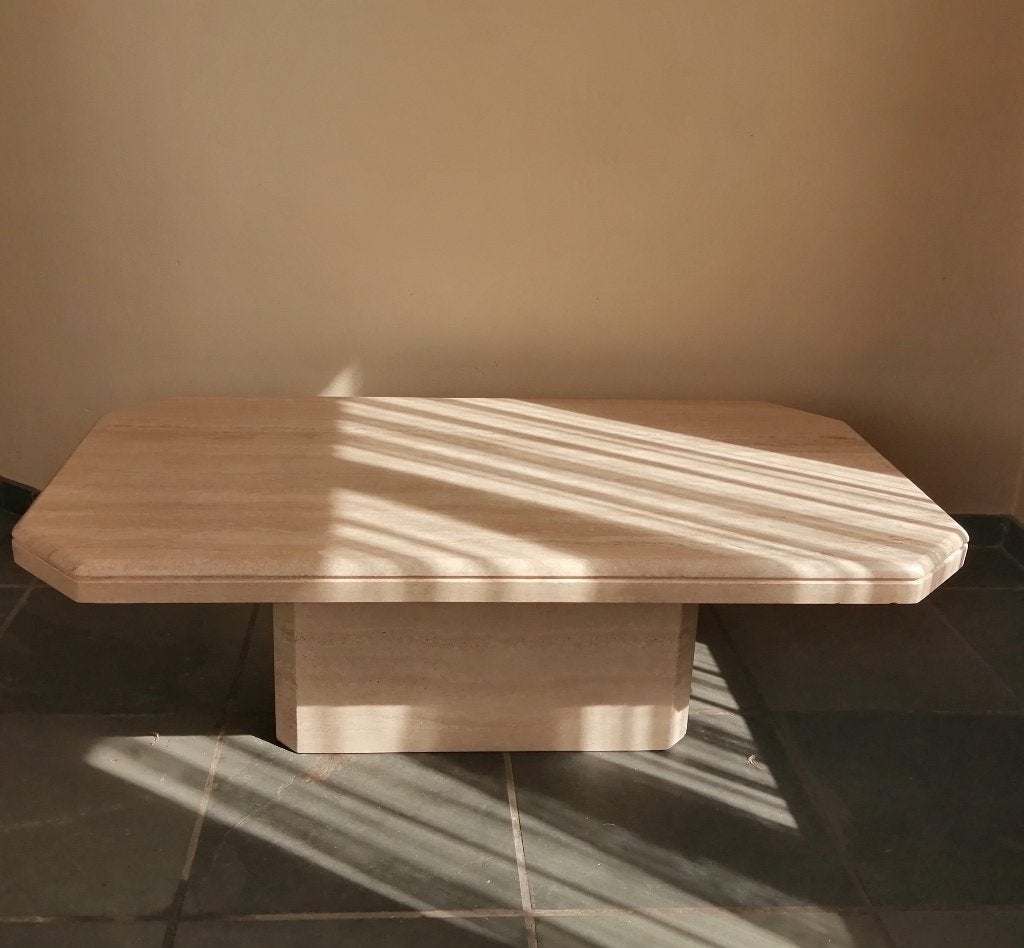 vintage salontafel travertin Italiaans, Huis en Inrichting, Ophalen