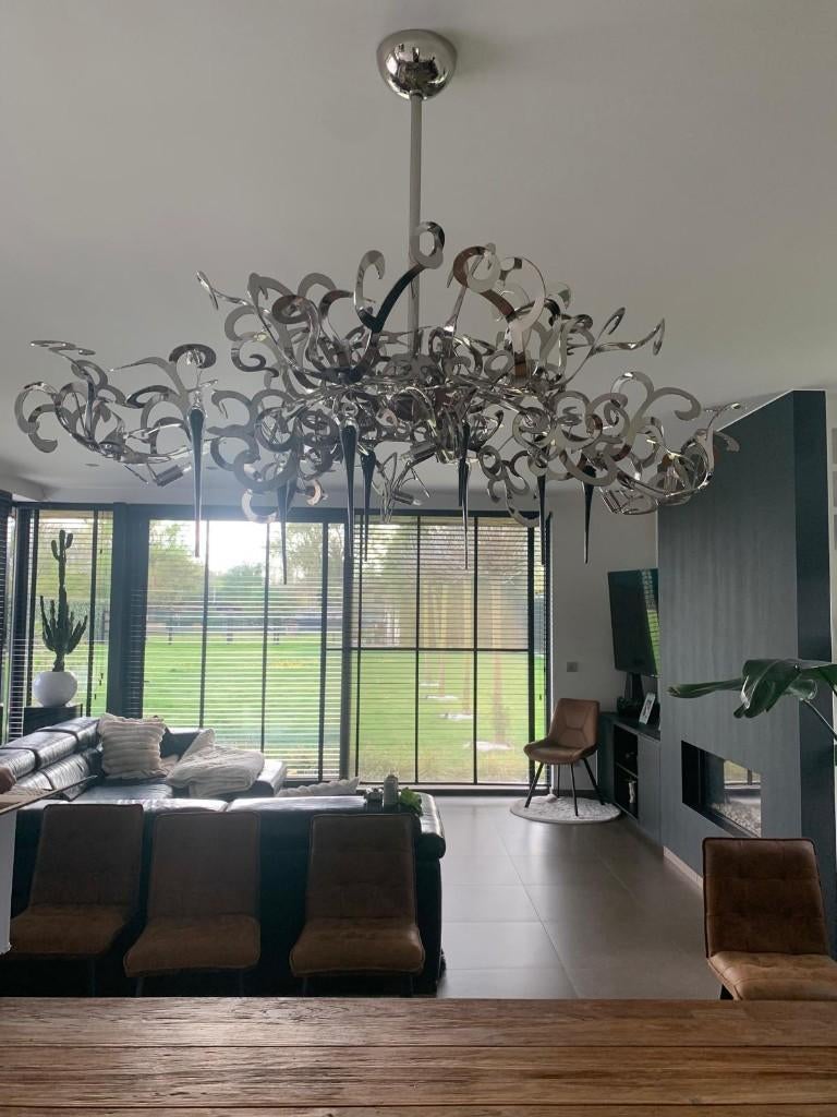 Luster, Huis en Inrichting, Lampen | Kroonluchters, Ophalen, Zo goed als nieuw, Metaal