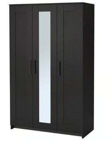 Kledingkast met 3 deuren, zwart, 117x50x190 cm, 25 à 50 cm, Avec tablette(s), Comme neuf, 100 à 150 cm