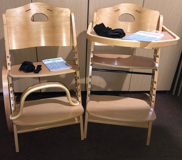 2 kinderstoelen TRIPTRAP van Premaman: 40 euro/stuk, Ophalen, Gebruikt, Meegroeistoel, Afneembaar eetblad