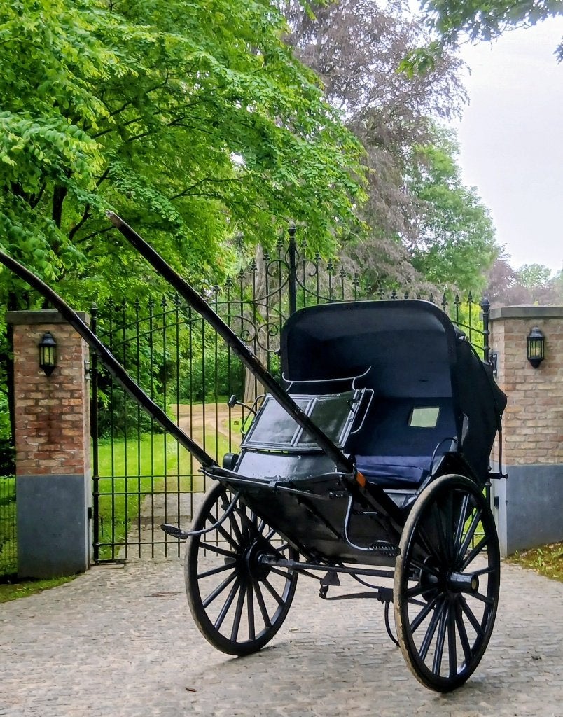 Calèche de collection noire + harnachement, Dieren en Toebehoren, Rijtuigen en Koetsen, Zo goed als nieuw, Overige typen, Paard of Pony