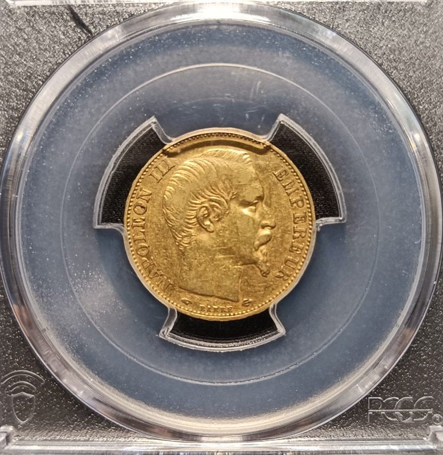 Gouden munt: 20Fr Napoleon III 1858, Ophalen, Frankrijk, Losse munt, Goud