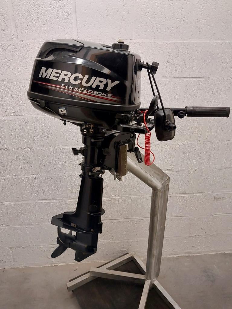 Visboot met buitenboort motor 6pk op kleine trailer., Watersport en Boten, Ophalen