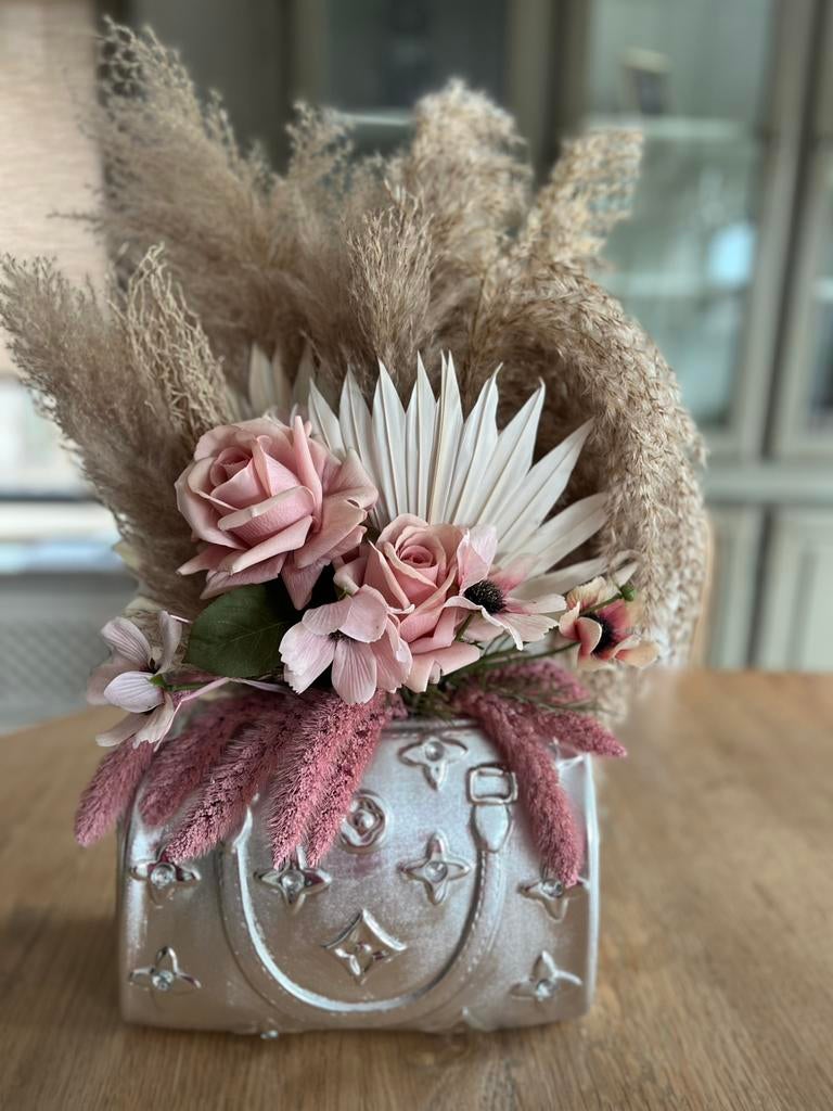 Vaas met droogbloemen, Huis en Inrichting, Woonaccessoires | Kransen, Ophalen, Zo goed als nieuw