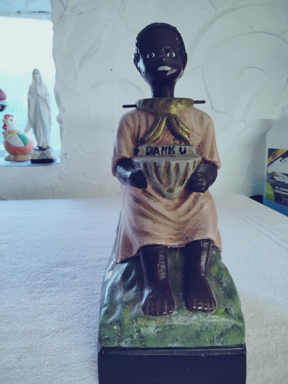 vintage gipsen missie spaarpot met knikkende hoofdje, Ophalen