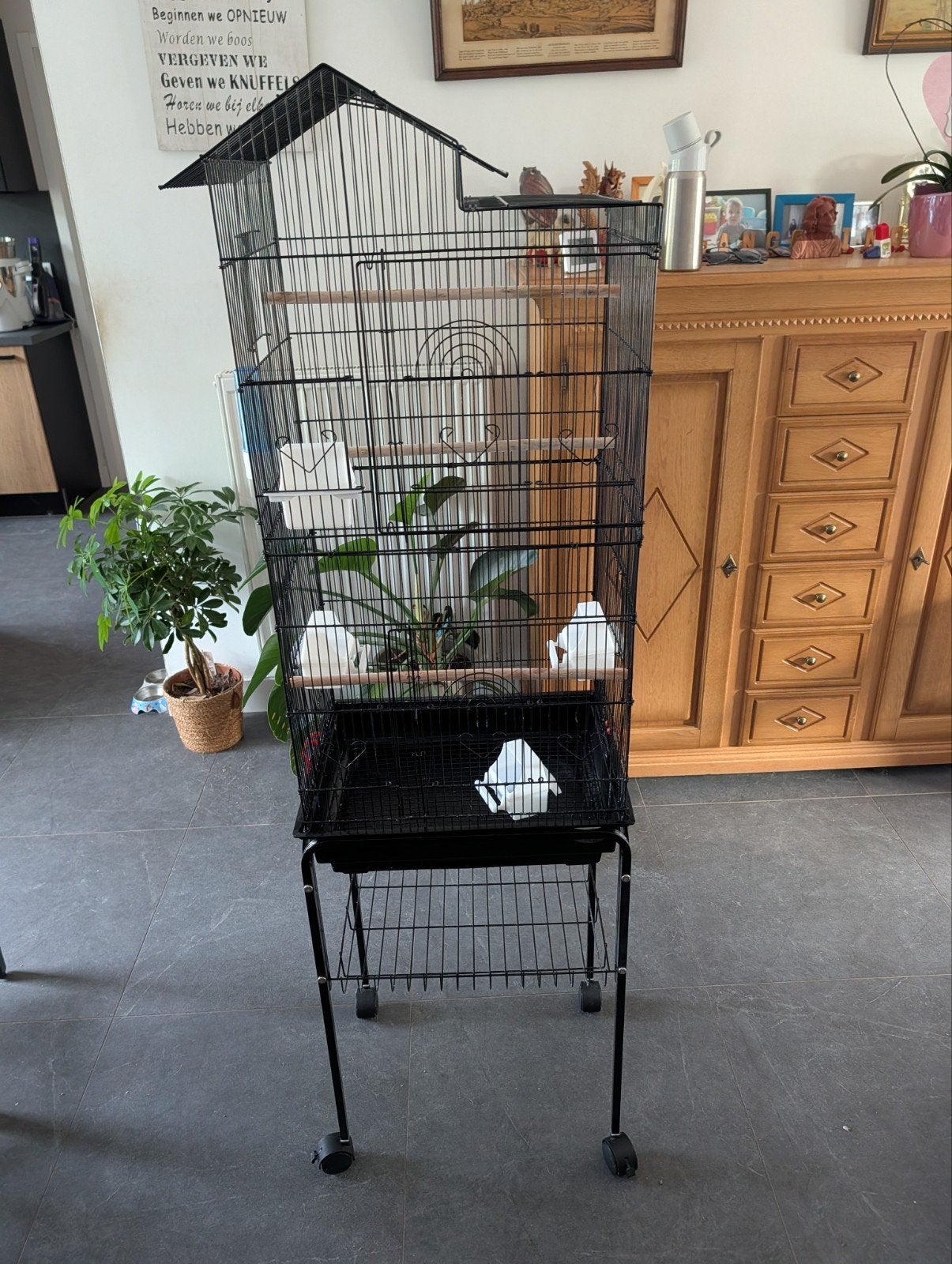 Grote Vogelkooi op Wieltjes (Volière) – Inclusief Voerbakjes, Dieren en Toebehoren, Vogels | Hokken en Kooien, Vogelkooi, Aluminium