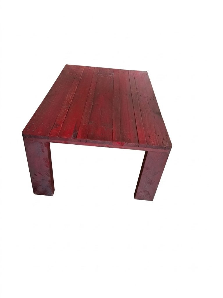 Table basse  patinée rouge, en bois 120/80cm, Shabby, Enlèvement, Utilisé, 50 à 100 cm