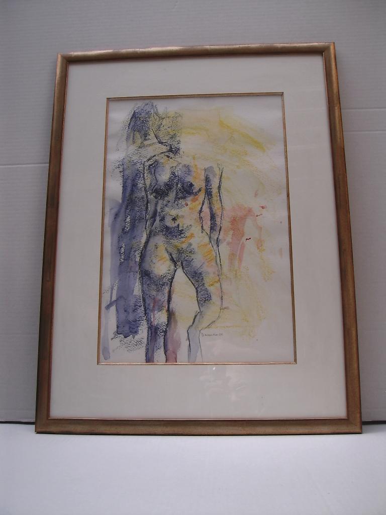 pen aquarel - Staand naakt, Huis en Inrichting, Ophalen, Papier/karton, Nieuw, Klassiek